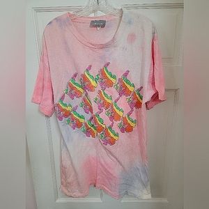 Vintage ladies large multicored Jordache fish t-shirt beach cover up